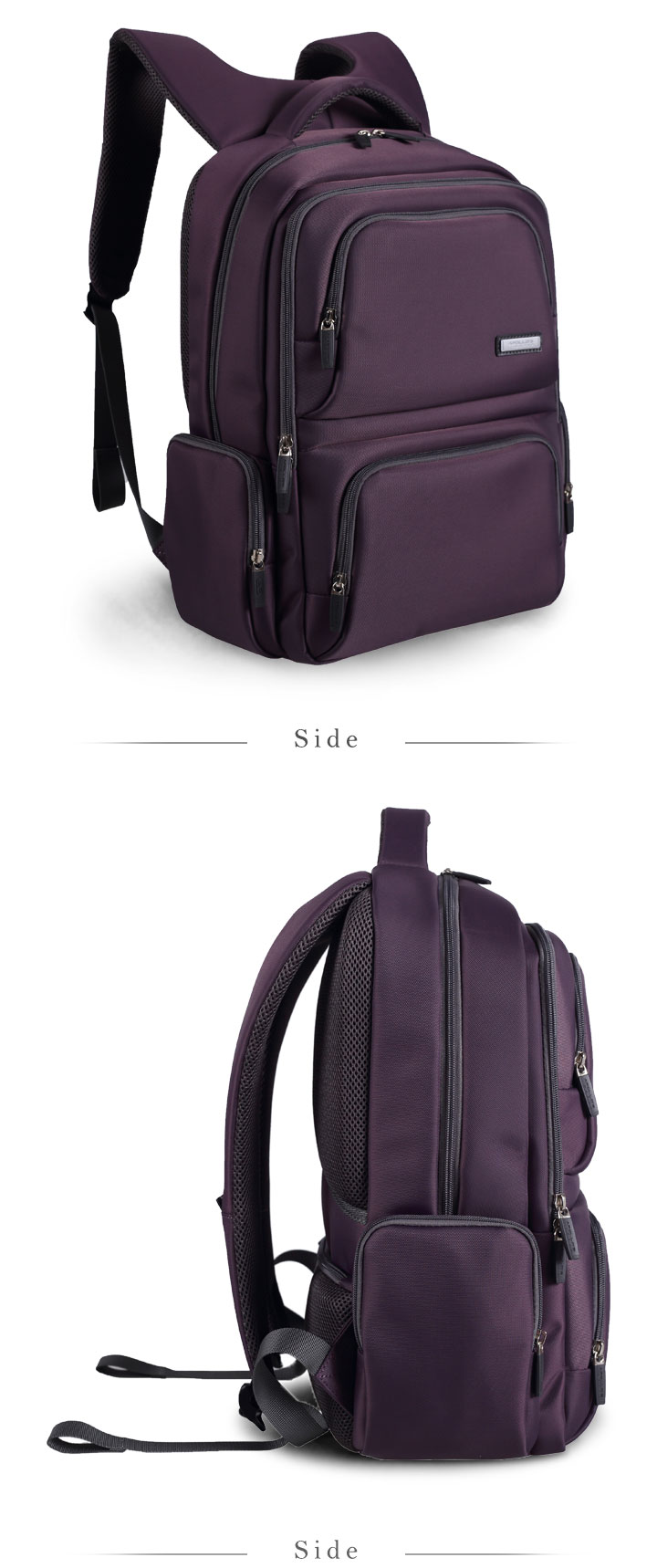 大容量高档电脑背包侧面展示